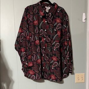 Paisley Button Down Shirt - Black and Red